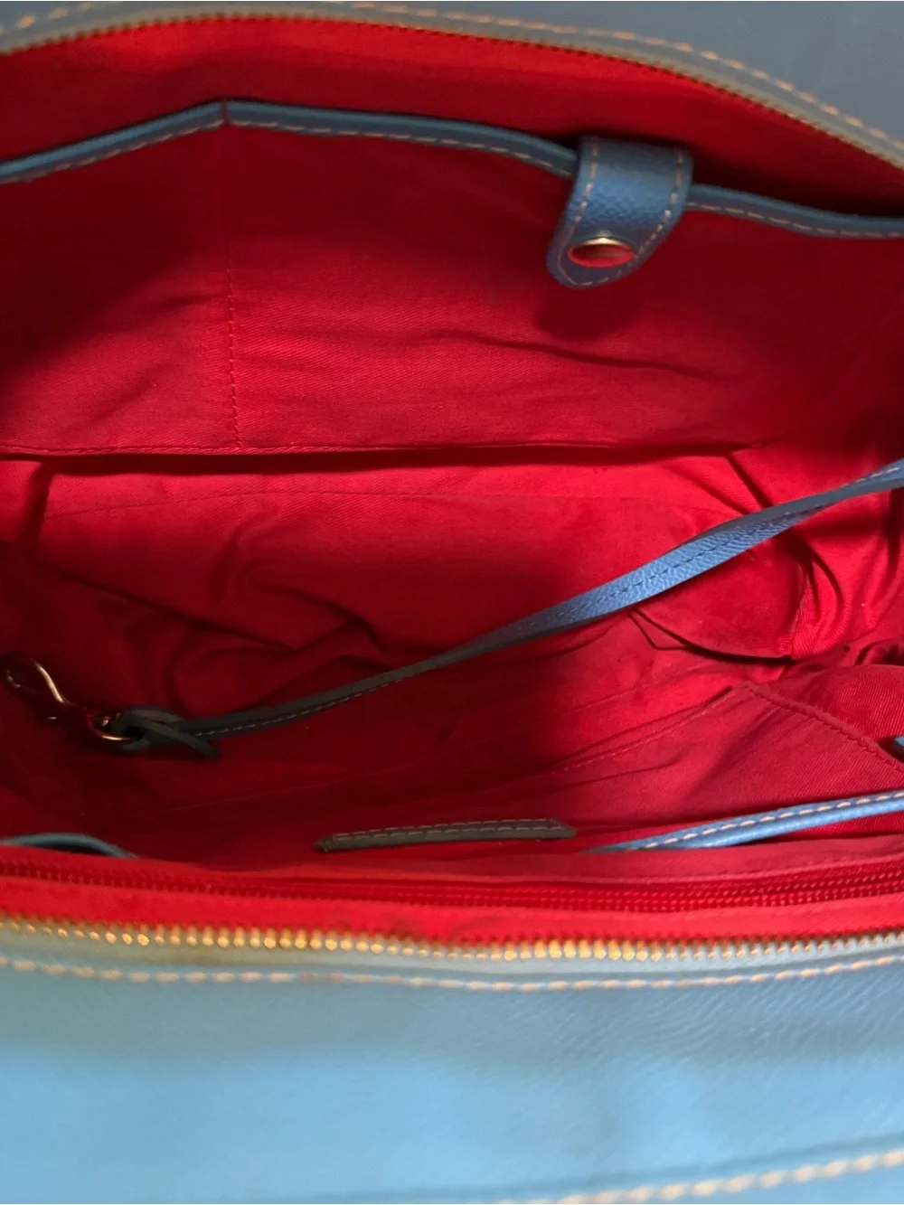 Dooney & Bourke Sky Blue Pebble Leather Logo Lock Tote